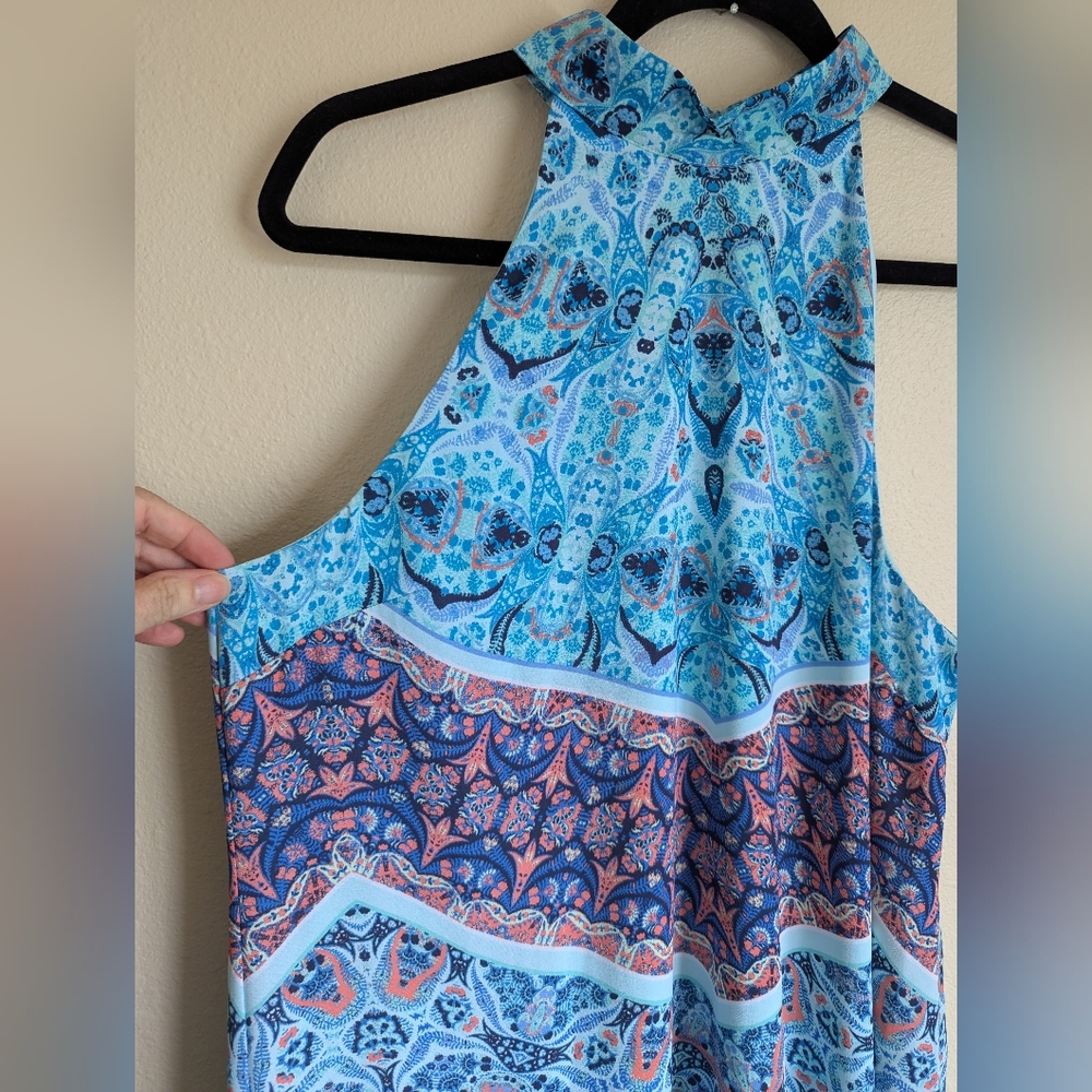 Decree Blue and Purple Halter Sundress Size L - Picture 2 of 5